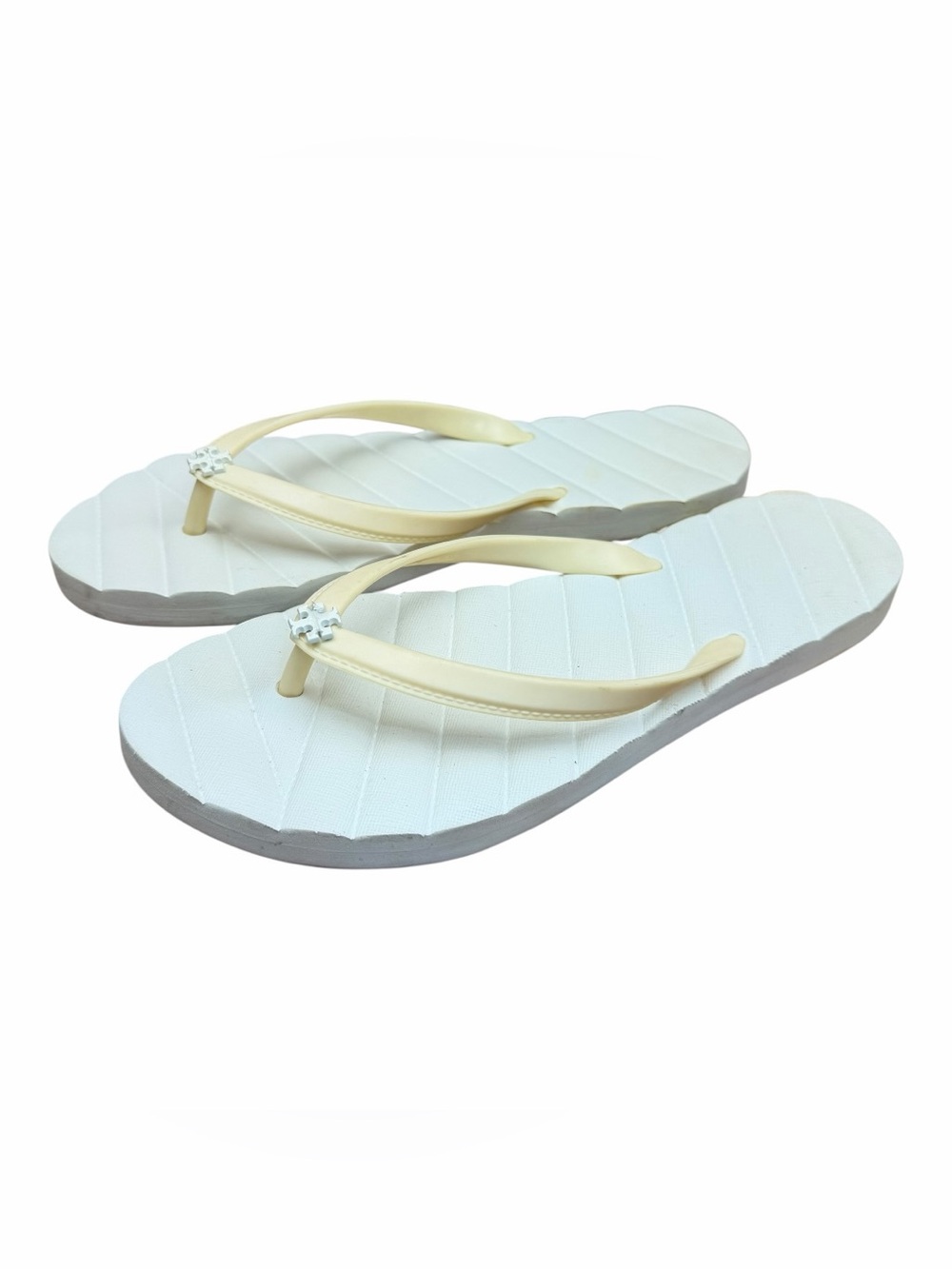 Tory Burch size 9 White and Cream Simple Flip Flop Sandals - Picture 1 of 7